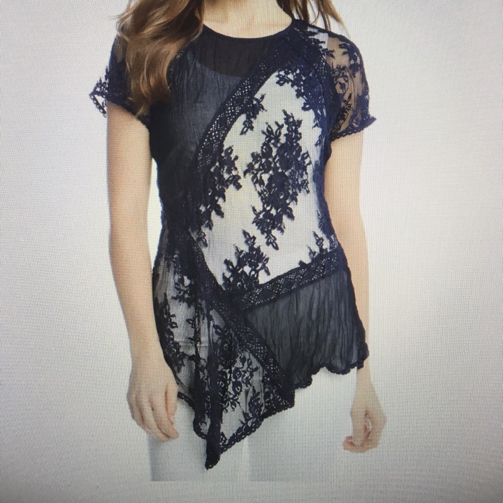 Mix lace panel top